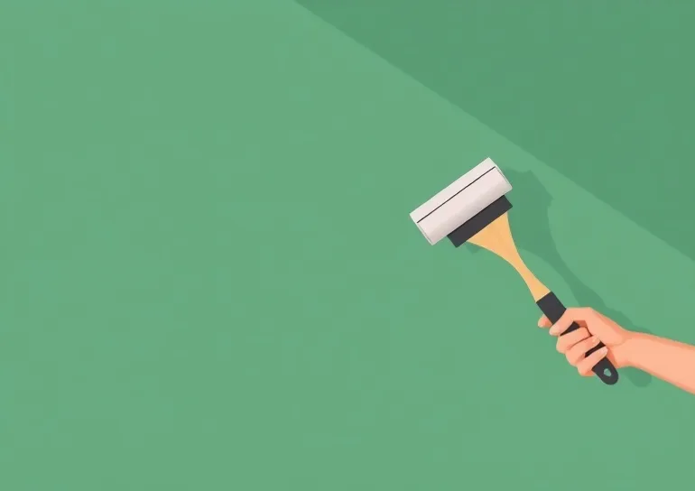 Pose de papier peint, rouleau et brosse à maroufler